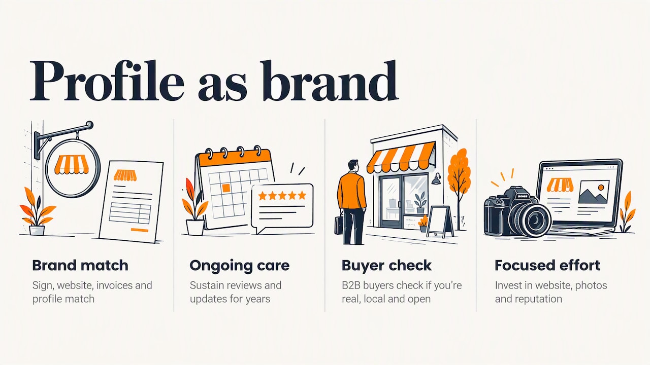 Our perspective: treat the profile as part of your brand, not a listing — overview diagram