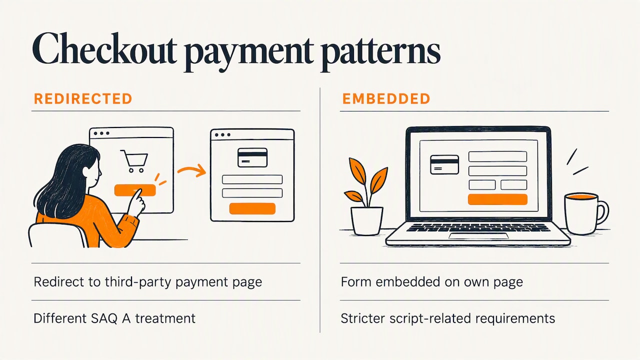 Redirected and embedded checkout compliance comparison