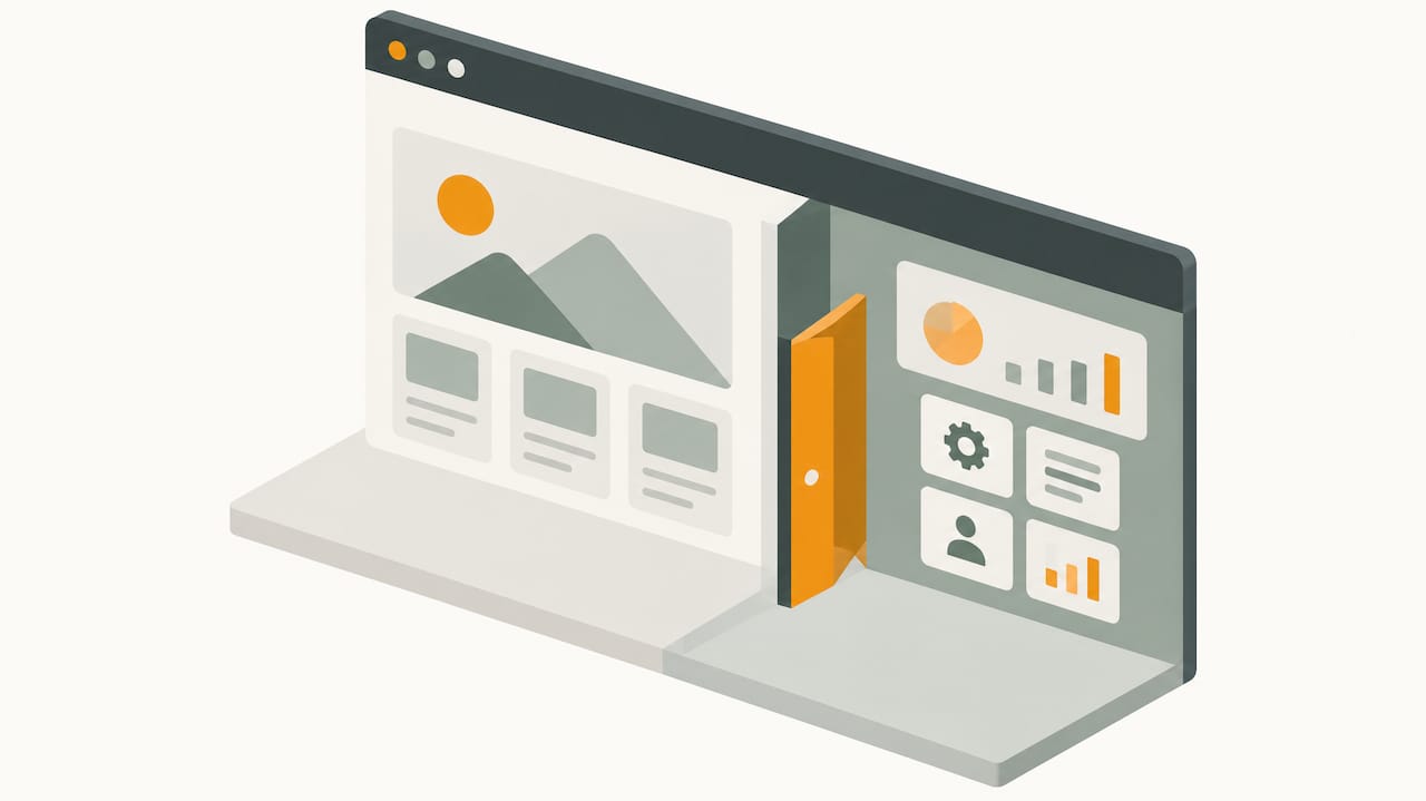 Public website pages connect to app functions